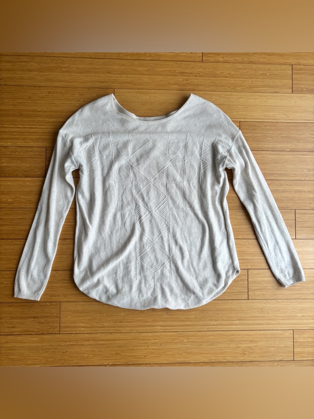 Prana cream patterned knit pullover sweater